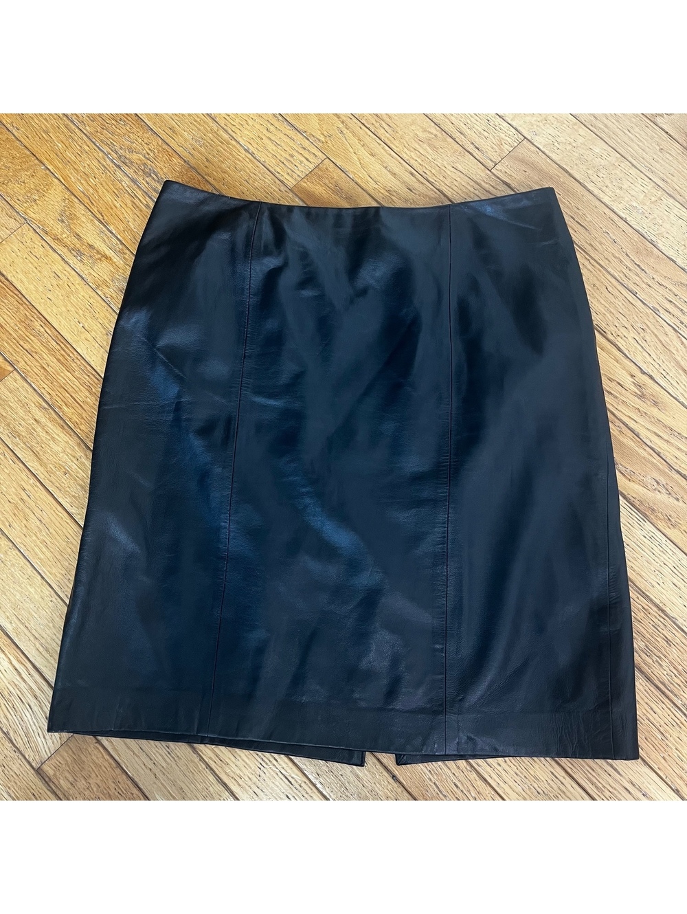 Talbots Black Leather Petite Skirt Size 12P